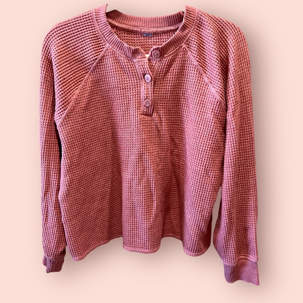 Old Navy Waffle Wine Shirt Sz M